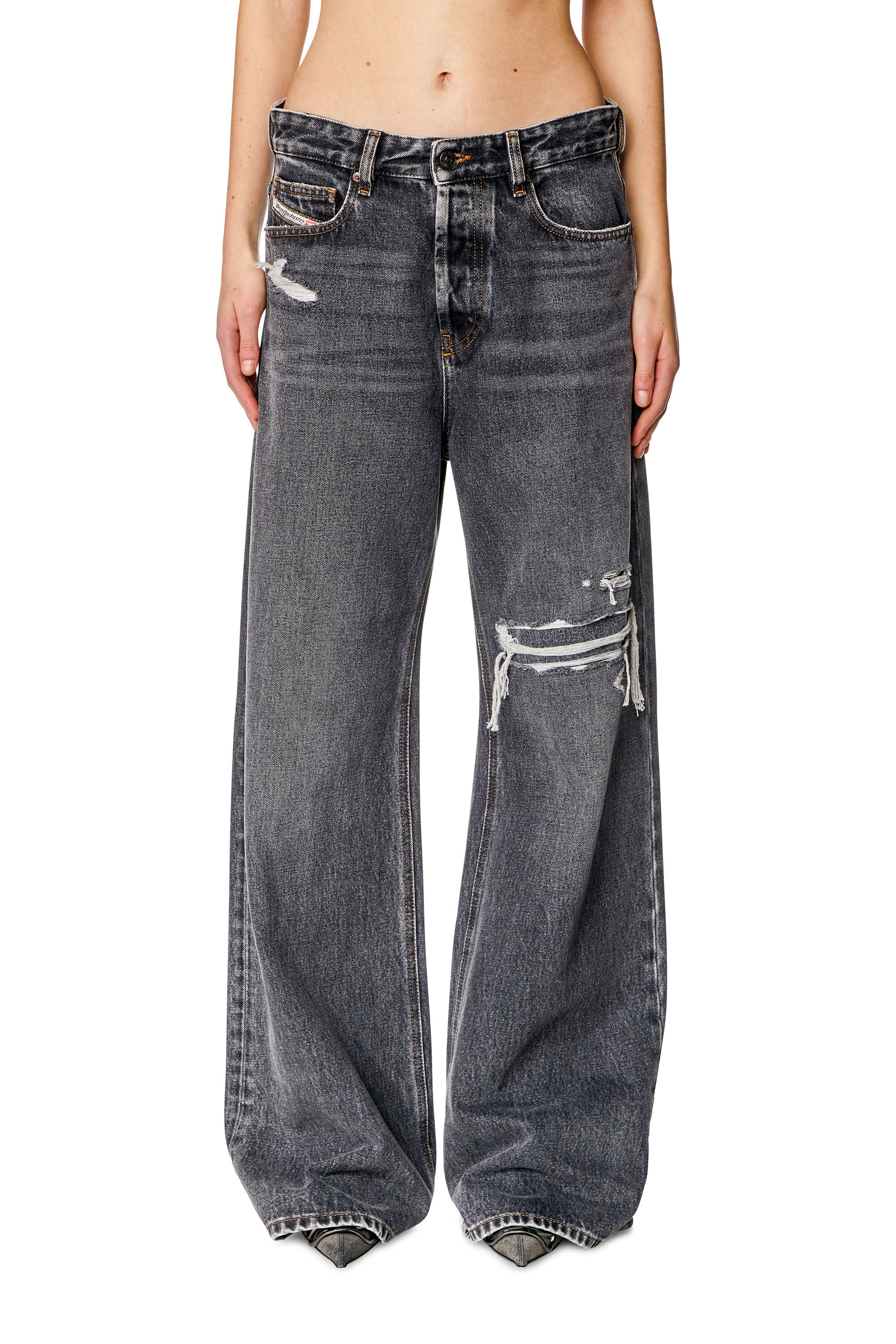 Diesel - Woman's Relaxed Jeans 1996 D-Sire 007F6, Black/Dark grey - 3