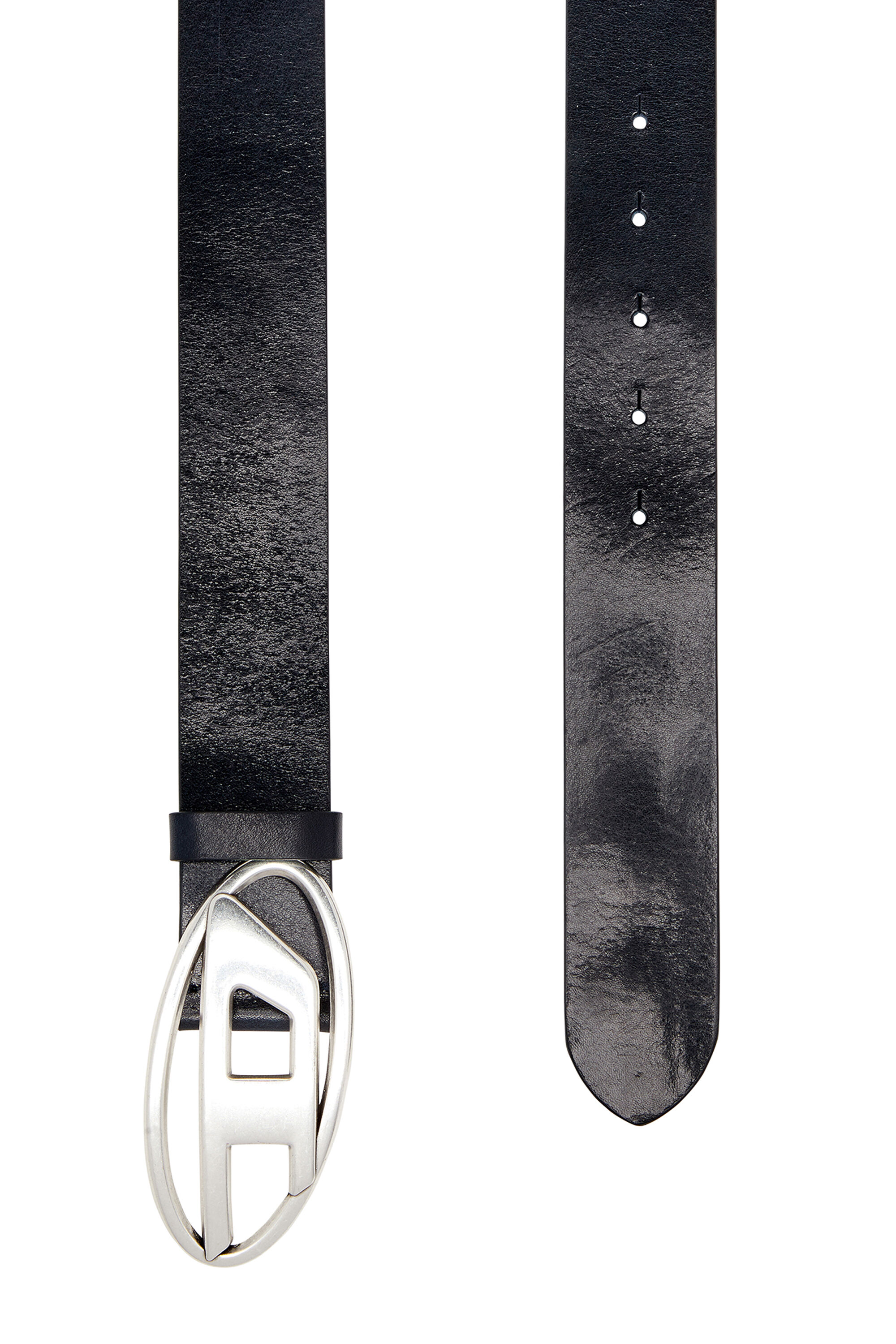 Diesel - B-1DR, Man's 3.9cm leather belt with D buckle in Dark Blue - 2