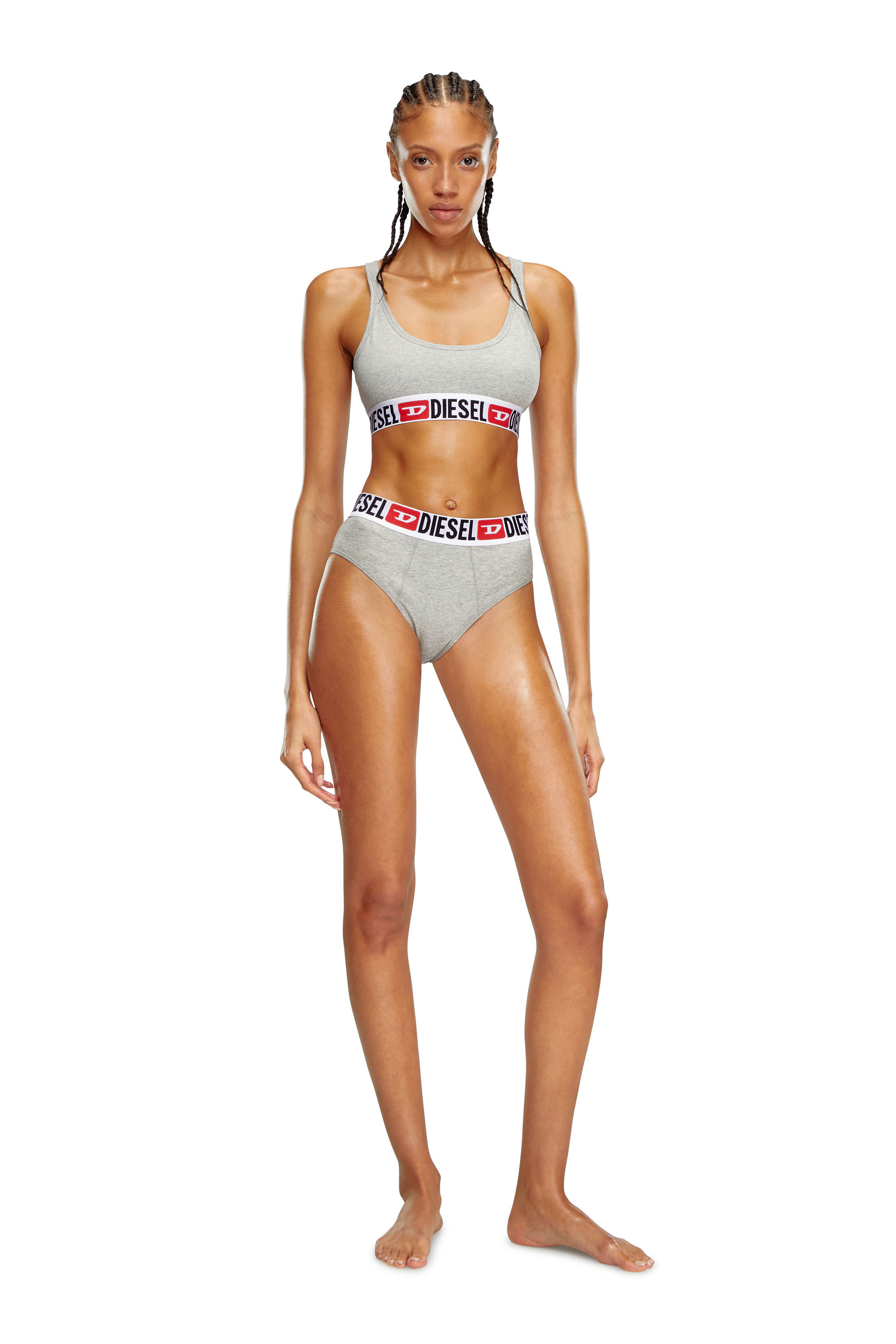 Diesel - UFPN-BLANCA-R-THREEPACK, Woman's Three-pack ribbed high-waisted briefs in Grey/White - 1