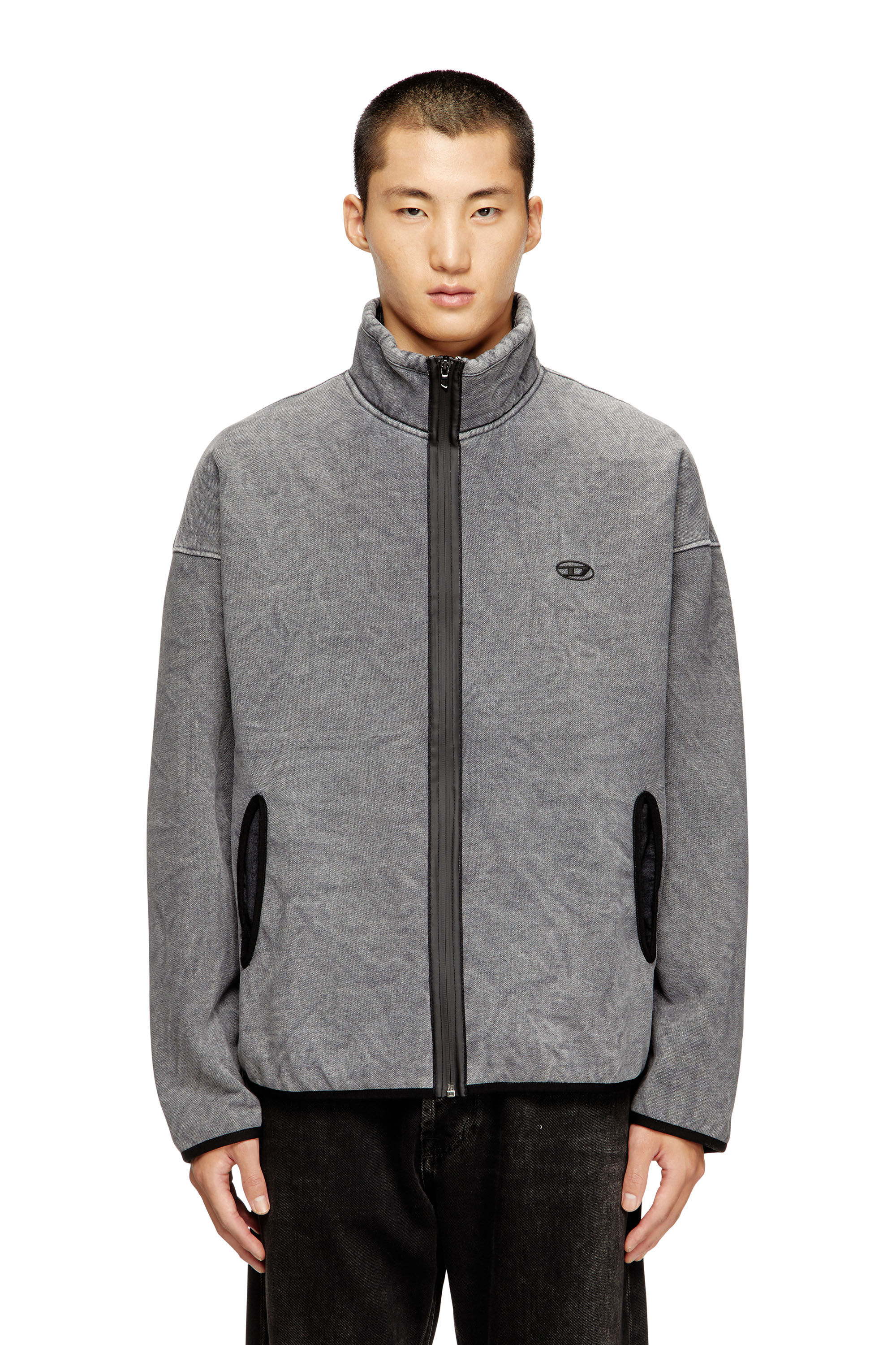 Diesel - S-BATY-NEW, Man's Zip-up sweatshirt with inner lining in Grey - 3