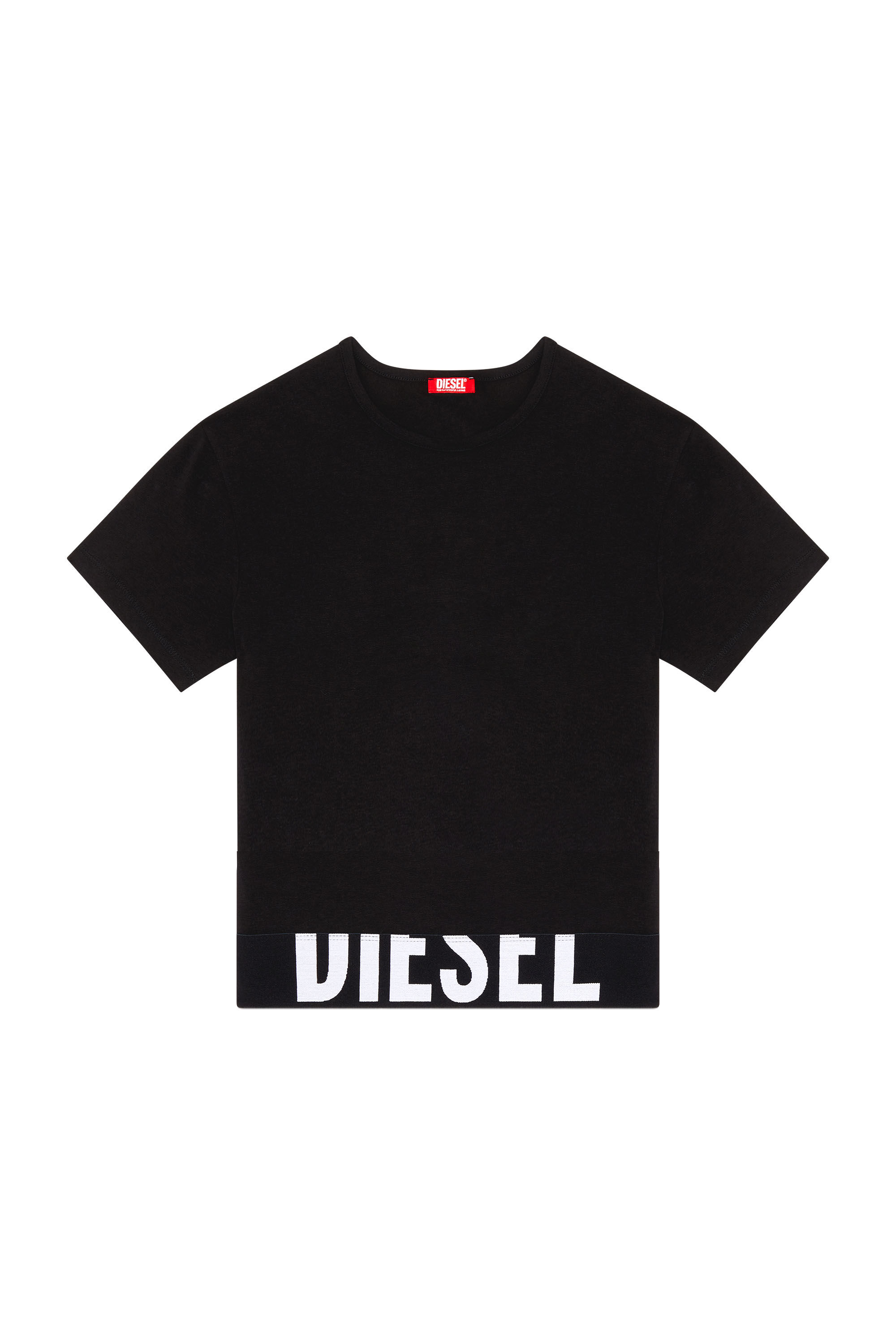 Diesel - UFTEE-SPORT-CROPPED-T-SHIRT, Woman's Sporty cropped top with logo band in Black - 2