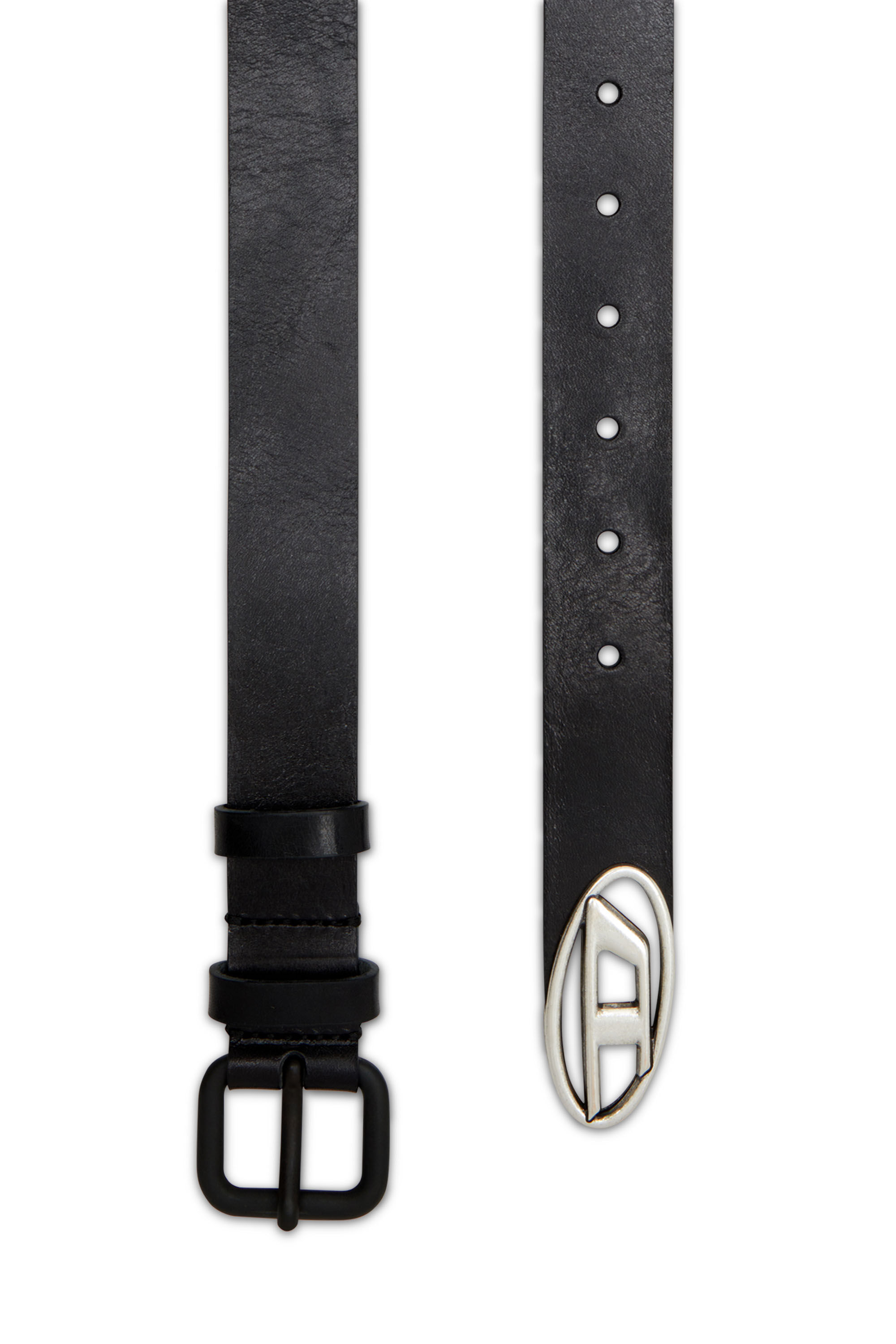 Diesel - B-INLAY, Unisex's 2.9cm leather belt with oval d logo in Black - 2