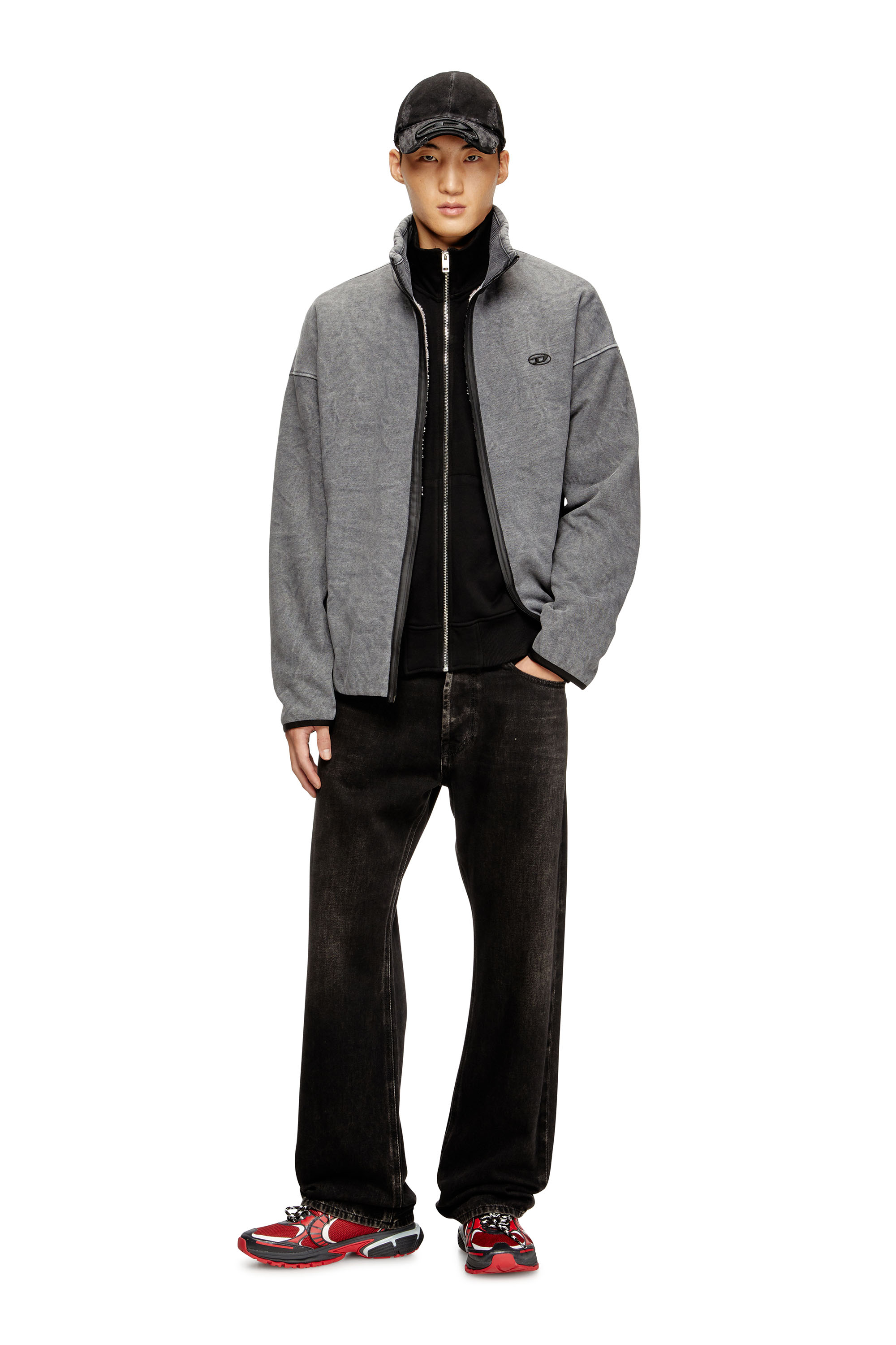 Diesel - S-BATY-NEW, Man's Zip-up sweatshirt with inner lining in Grey - 2
