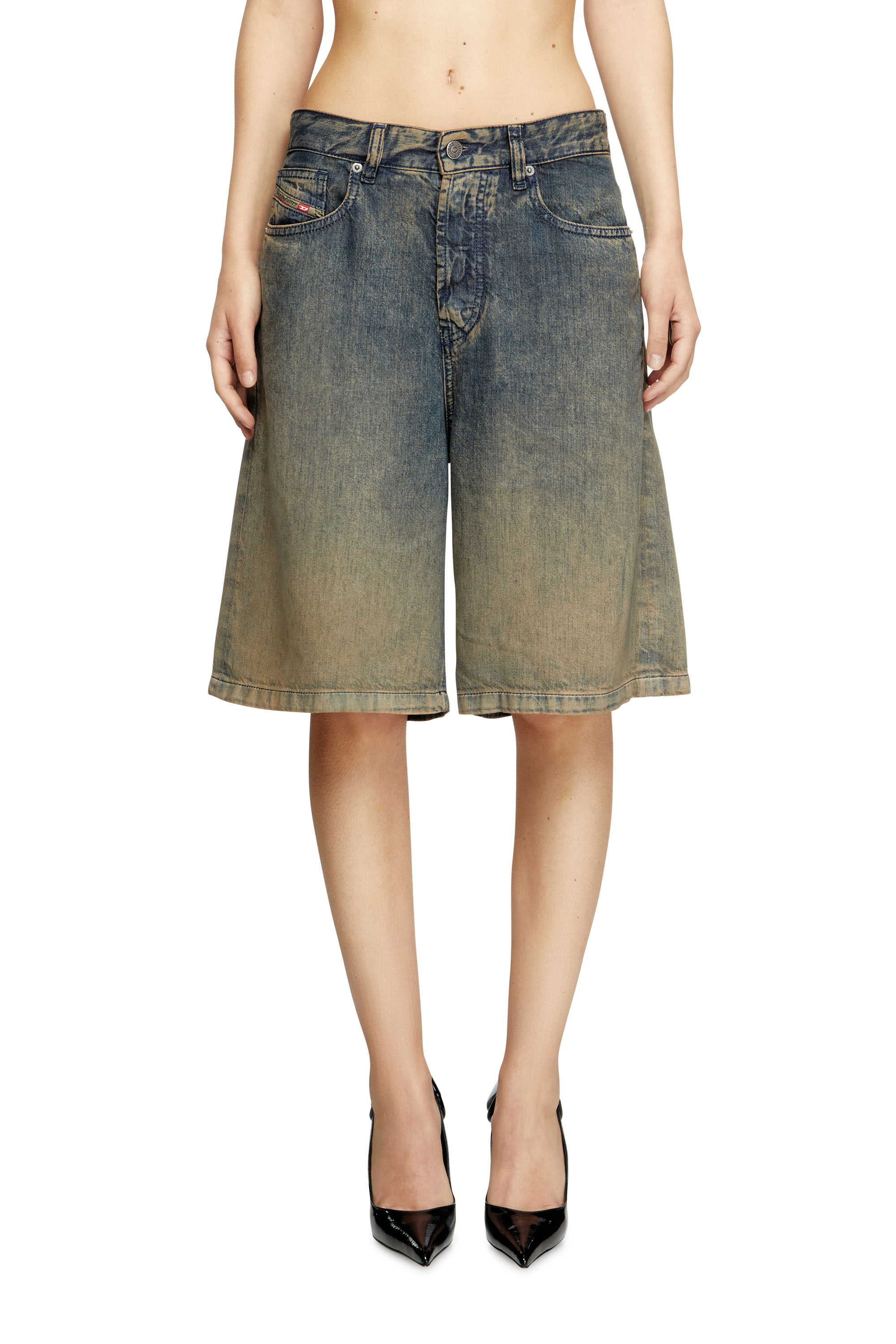 Diesel - DE-SIRE-SHORT-S, Woman's Shorts in fluid shaded denim in Dark Blue - 2