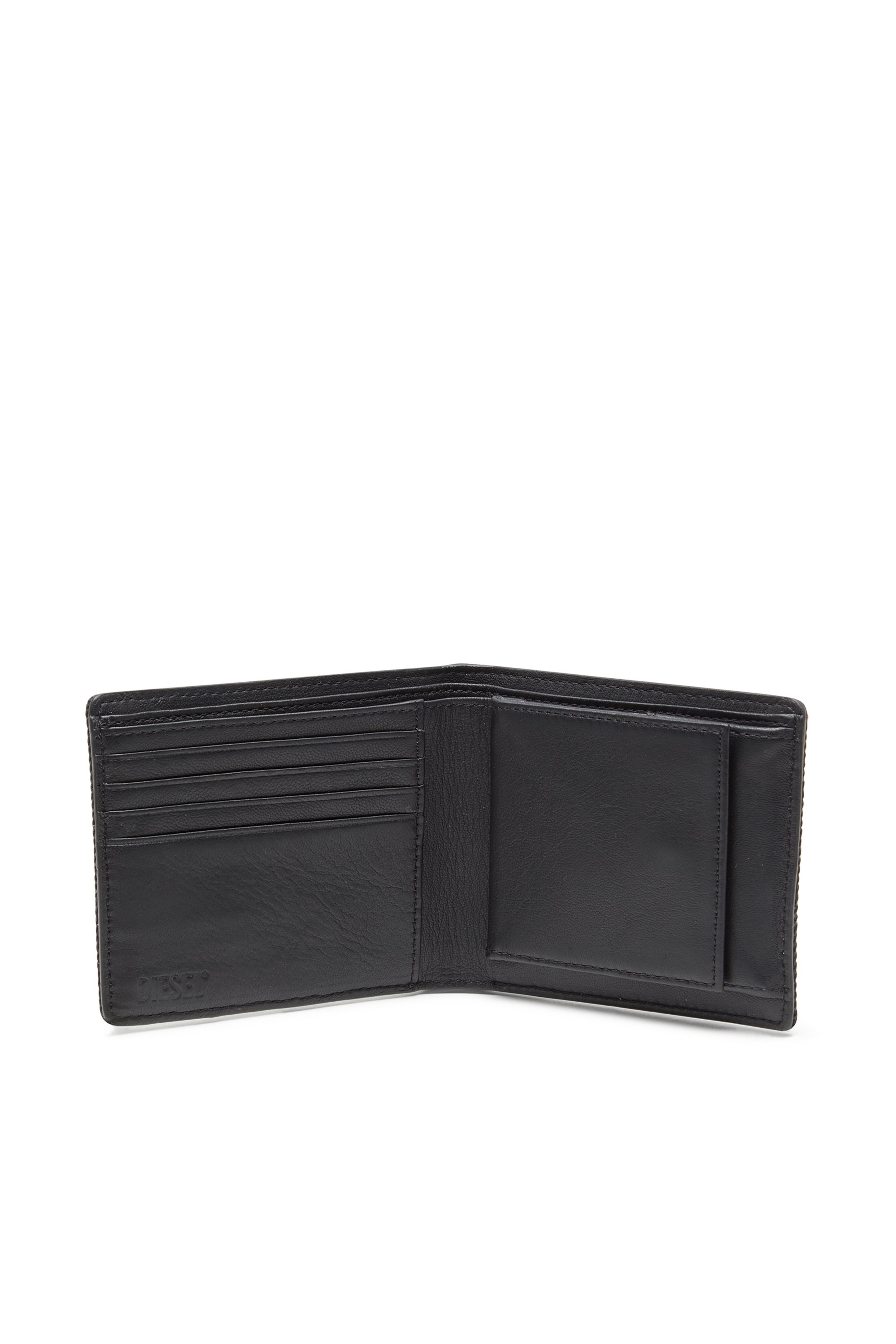 Diesel - MULTI-PKTS BI FOLD COIN S 3D, Man's Denim wallet with logo in Black - 3
