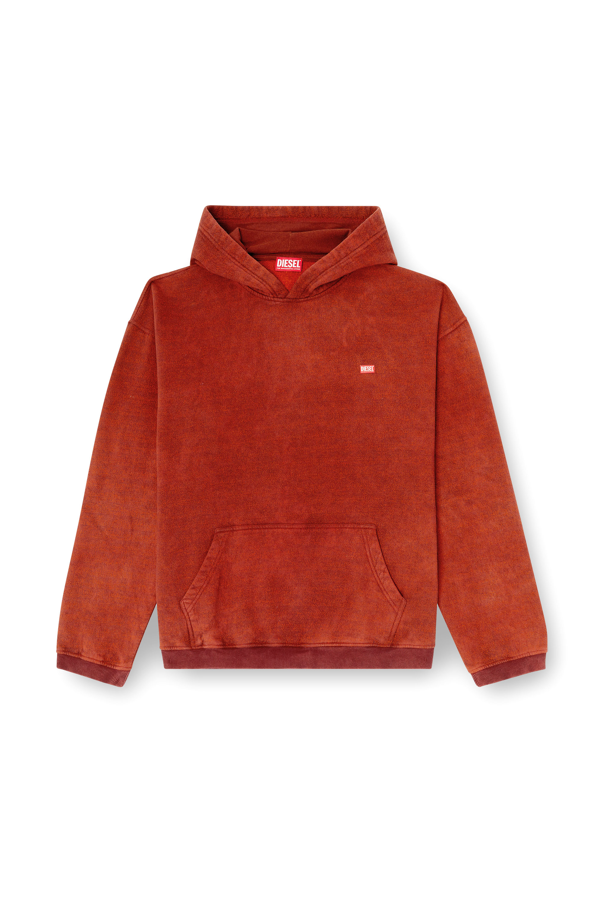 Diesel - S-KAI, Man's Cotton hoodie with kangaroo pocket in Brown - 3