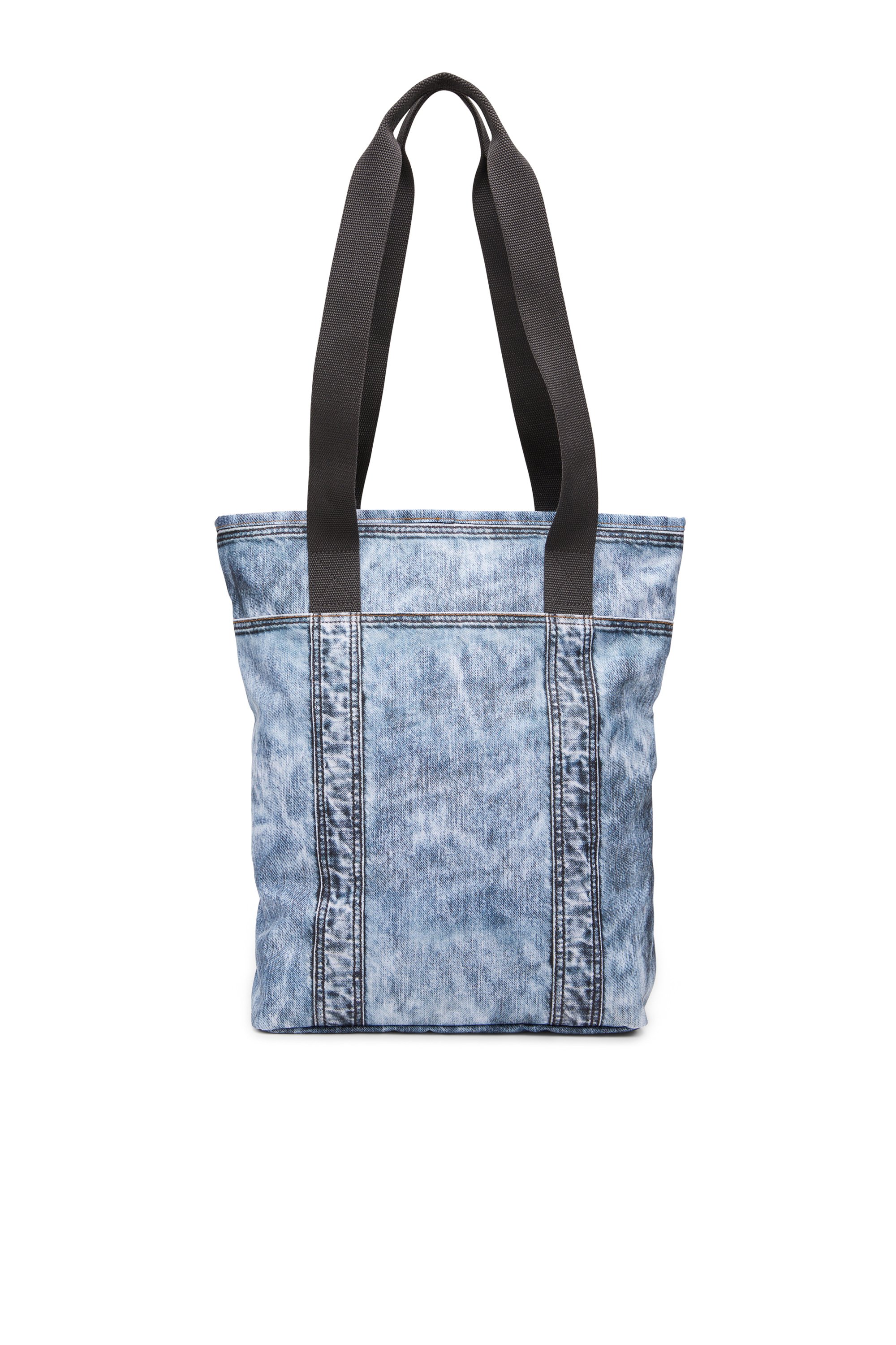 Diesel - DIESEL TOTE, Unisex's Tote bag in trompe l'oeil denim in Blue - 3