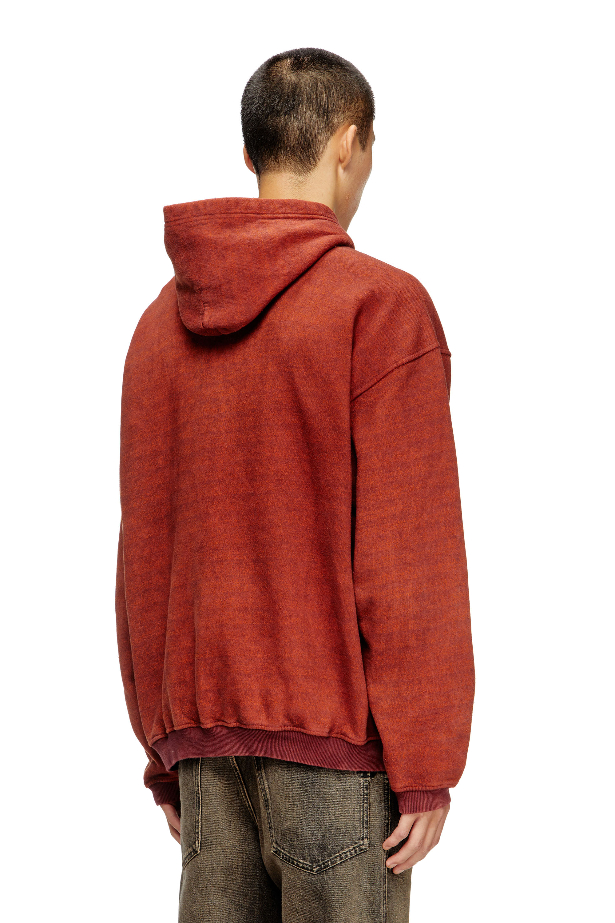 Diesel - S-KAI, Man's Cotton hoodie with kangaroo pocket in Brown - 4