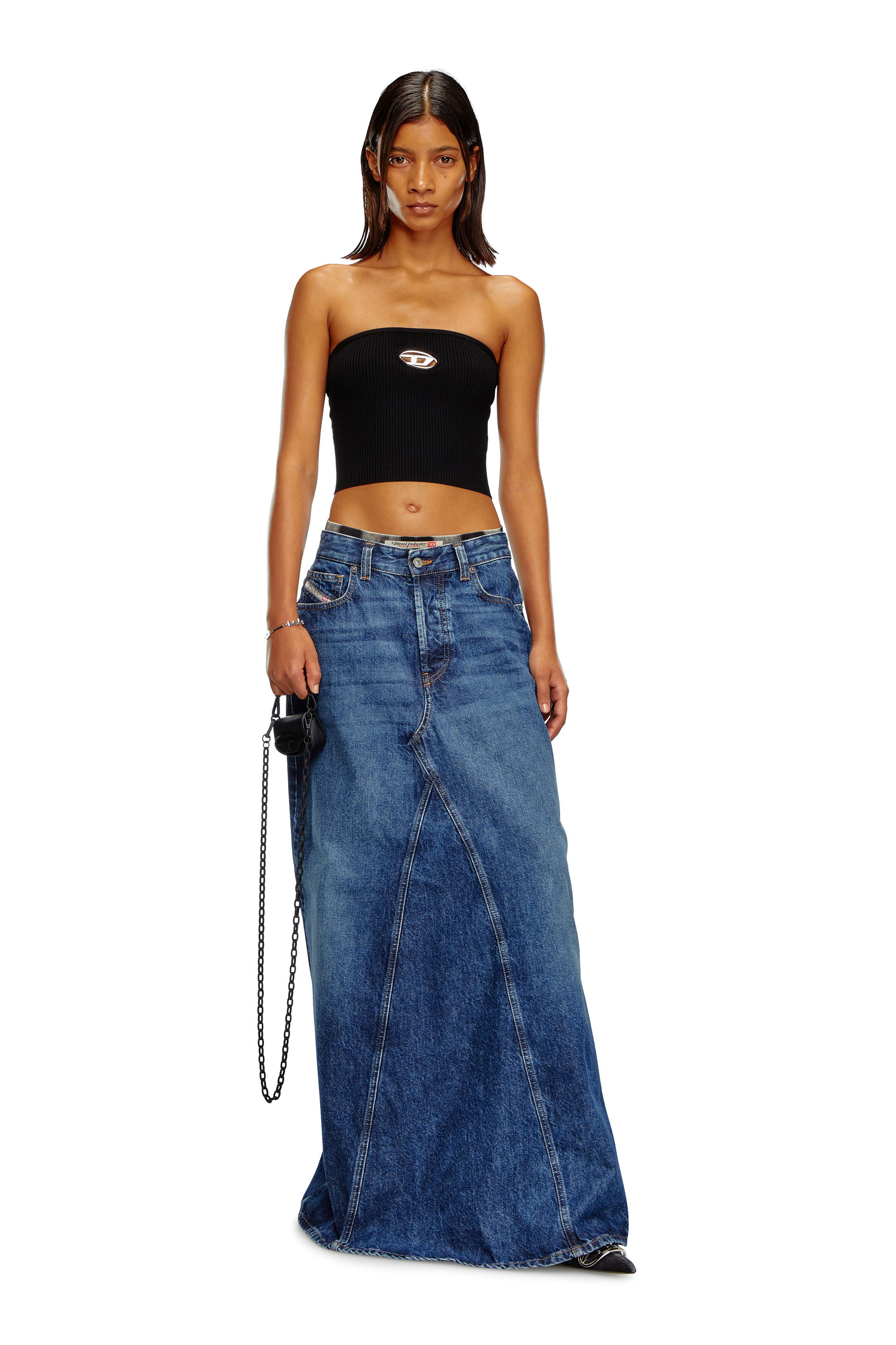 Diesel - M-CLARKSVILLEX, Woman's Tube top with logo plaque in Black - 2