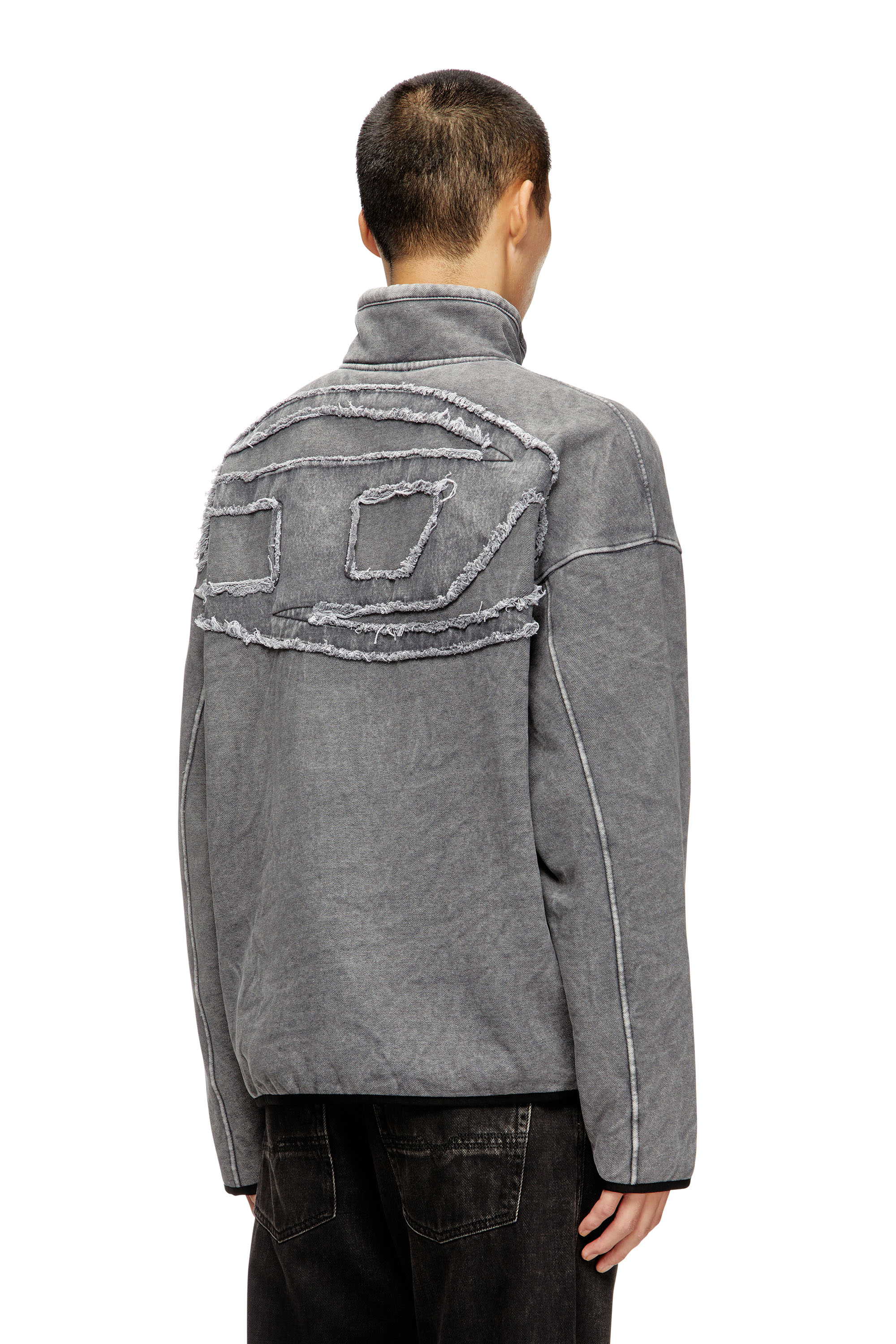 Diesel - S-BATY-NEW, Man's Zip-up sweatshirt with inner lining in Grey - 4