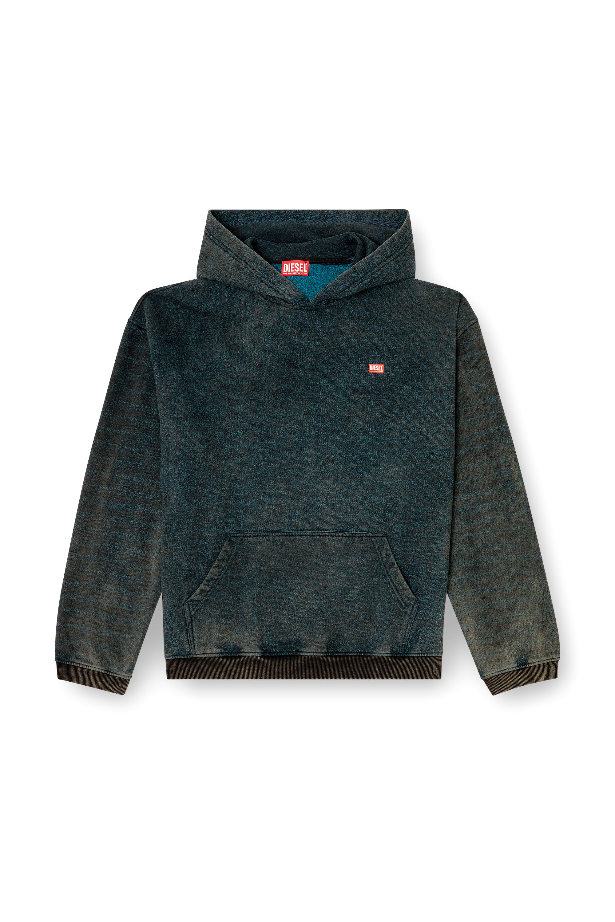 Diesel - S-KAI, Man's Cotton hoodie with kangaroo pocket in Black/Blue - 3